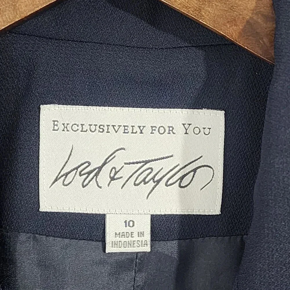 Lord & Taylor Womens Work Career Blazer Size 10 Navy Blue Polyester  GT - Picture 4 of 6